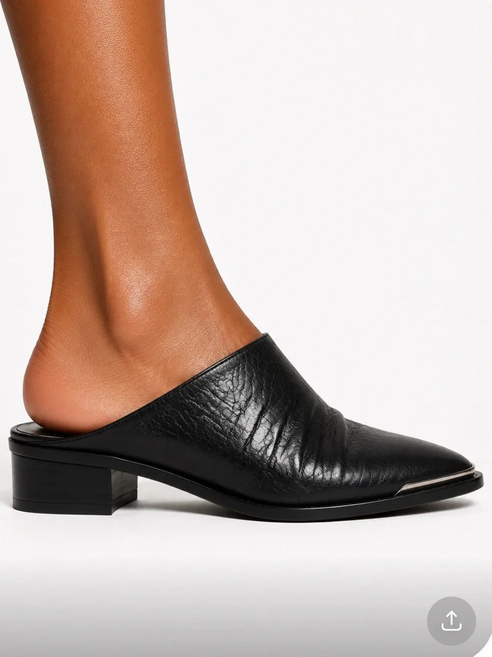 SENSO Black Croc-Embossed Pointed Slip-On Mule